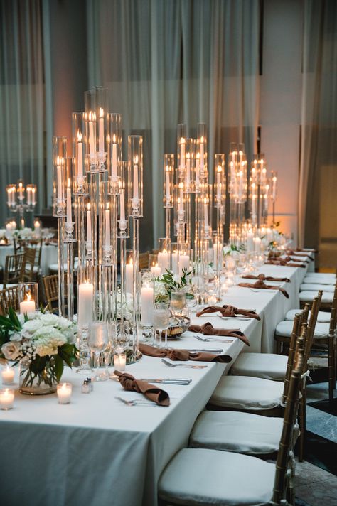 Crystal Candleabras Centerpiece Wedding, Tall Candle Centerpieces Wedding Long Table, Tall Candelabra Wedding Centerpieces, Tall Winter Wedding Centerpieces, Candleabras Centerpiece, Glass Candelabra Centerpiece, Tall Table Centerpieces, Pillar Candle Centerpiece, Crystal Candelabra Wedding Centerpieces