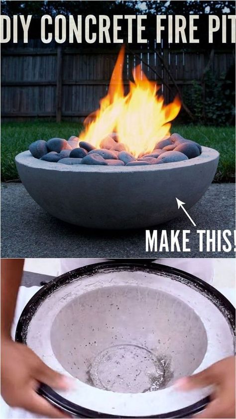 24 best outdoor fire pit ideas including: how to build wood burning fire pits and fire bowls, where to buy great fire pit kits, beautiful DIY fire pit tables and coffee tables, creative outdoor fire pit grills and BBQ, propane fire pits, and lots of helpful design and safety tips! - A Piece of Rainbow Diy Concrete Fire Pit, Outdoor Fire Pit Ideas, In Ground Fire Pit, Fire Pit Tables, Concrete Fire Pit, Small Fire Pit, Fire Pit Ideas, Fire Pit Kit, Cool Fire Pits