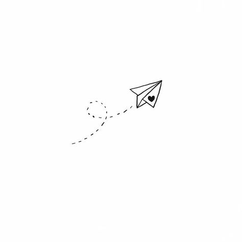 Envelope Tattoo, Paper Airplane Tattoos, Paper Plane Tattoo, Plane Tattoo, Airplane Tattoos, Small Shoulder Tattoos, Single Line Tattoo, Aries Tattoo, Name Card Design