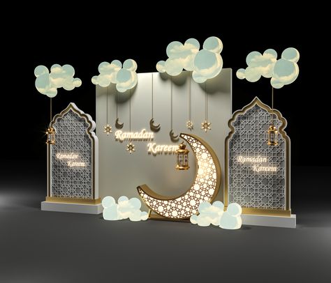 RAMADAN ( lighting clouds ) on Behance Ramadan Backdrop Ideas, Raya Booth Decoration, Ramadhan Decoration Ideas, Deco Raya Aidilfitri Office, Ramadan Decorations Ideas Outdoor, Eid Photobooth, Hari Raya Decoration Ideas Diy, Hari Raya Photobooth, Hari Raya Aidilfitri Decoration