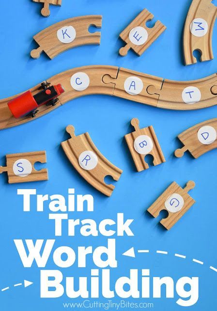 Train Track Word Building- Fun and easy literacy activity inspired by the book Old Tracks New Tricks. Great preschool or kindergarten activity for teaching sight words, phonics, or CVC words to beginning readers. Kindergarten Activity, Transportation Activities, Book Old, Transportation Preschool, Teaching Sight Words, Eyfs Activities, Nursery Activities, Beginning Readers, Transportation Theme