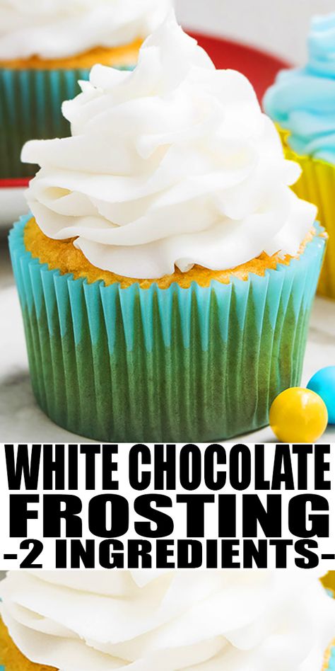 WHITE CHOCOLATE BUTTERCREAM FROSTING RECIPE- Best, quick, easy, homemade icing, made with simple 2 ingredients (butter and white chocolate). Rich, smooth, fluffy, creamy. Great for filling and piping cupcakes, cake decorating and spreading on cookies. From CakeWhiz. Easy Homemade Icing, Piping Cupcakes, Easy Icing Recipe, Chocolate Icing Recipes, White Chocolate Buttercream Frosting, Homemade Icing, Frost Cupcakes, White Chocolate Icing, Chocolate Buttercream Frosting Recipe