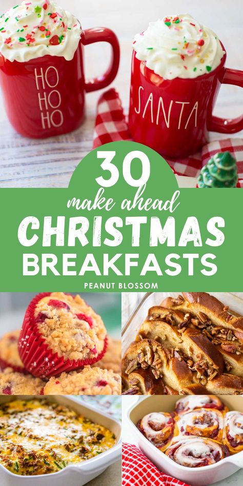 Easy prep ahead Christmas breakfast ideas that the whole family will love. Great mix of sweet and savory Christmas recipes, there's something for everyone here! Cozy Christmas Breakfast, Fun Christmas Morning Breakfast, Christmas Theme Brunch, Christmas Breakfast Make Ahead, Christmas Brunch Menu Ideas Families, Christmas Breakfast Bread, Christmas Brunch For Kids, Christmas Themed Breakfast Ideas, Gluten Free Christmas Brunch