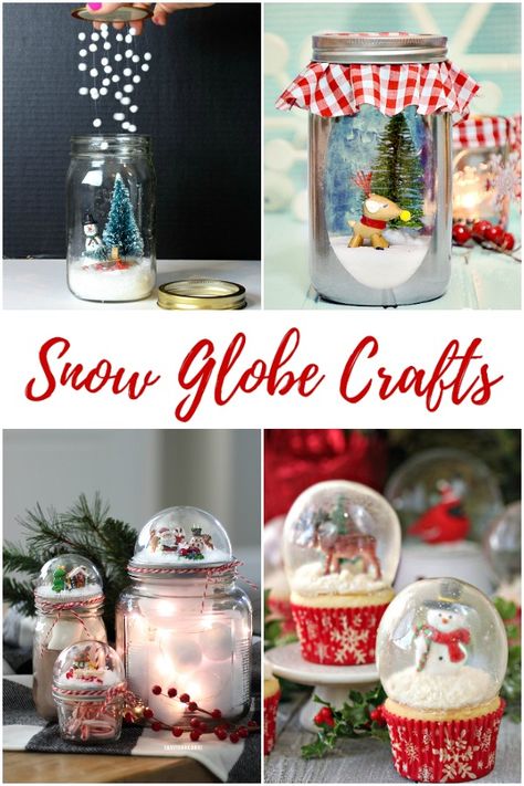 12 DIY Snow Globes filled with Winter Magic - The Crazy Craft Lady Diy Snow Globes, Creative Christmas Crafts, Snow Globe Crafts, Globe Crafts, Diy Snow, Diy Snow Globe, Christmas Crafts For Adults, Best Crafts, Christmas Snow Globes