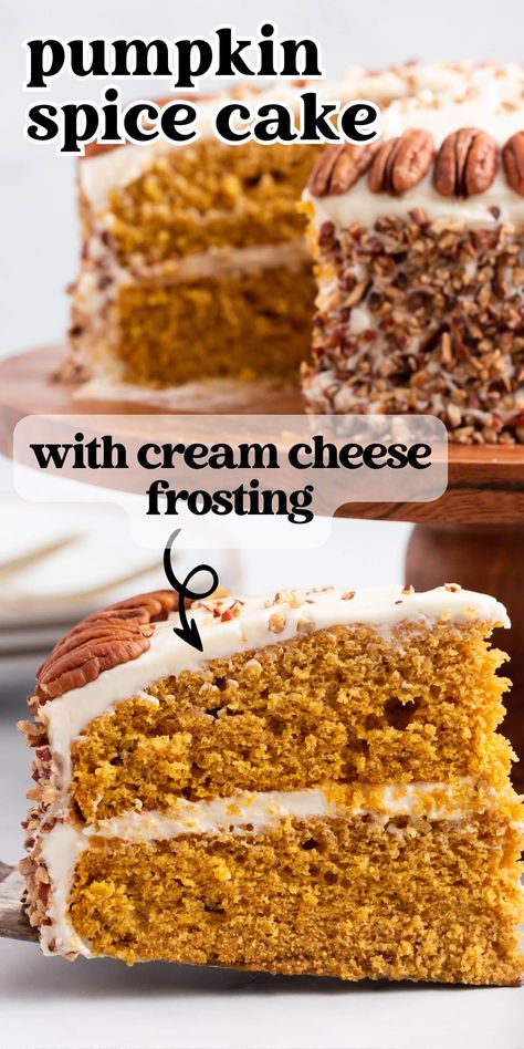 An Amish recipe for layered Pumpkin Spice Cake with cream cheese frosting. This completely from-scratch cake is decorated chopped pecans. Pumpkin Spiced Cakes, Pumpkin Pecan Cake Recipes, Pumpkins Spice Cake, Pumpkin Spice Cake Cream Cheese Frosting, Pumpkin Cakes Decorated, Pumpkin Spice Cake With Cream Cheese, Pumpkin Spice Layer Cake, Spice Pumpkin Cake, Spice Cake With Cream Cheese Frosting