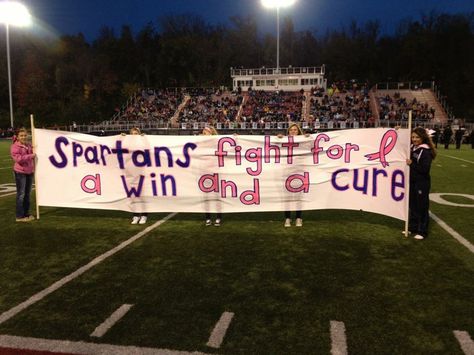 Pink Out Banners Football, Pink Out Run Through Signs Football, Pink Out Posters, Football Spirit Signs, Run Through Signs, High School Football Posters, Cheerleading Signs, Football Banners, Spirit Posters