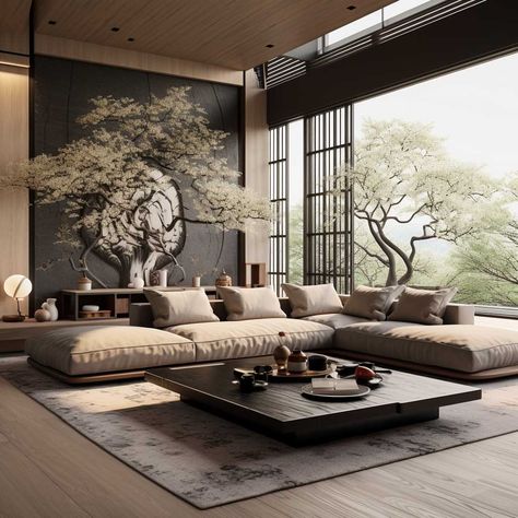 Japanese Style Living Room, Modern Japanese Style, Zen Interiors, Japanese Home Design, Japandi Living, Japanese Interior Design, Japanese Interior, Front Doors, Design Living