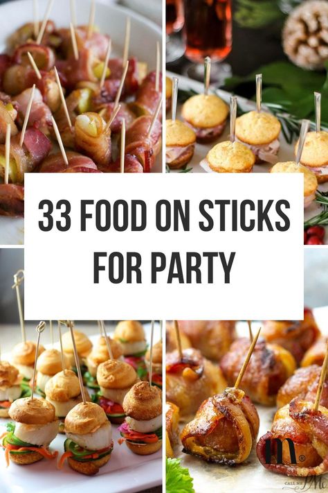 Try these party-ready food on sticks ideas! Ideal for appetizers and kids parties. Save this pin for more tasty recipes and party food inspiration. Cocktail Sticks Ideas, Cater Your Own Party, Put Luck Ideas Food, Party Starters Ideas, Cocktail Party Recipes Food, Lunch Appetizers Parties, Individual Wedding Appetizers, Breadstick Appetizers, Foods On A Stick Ideas