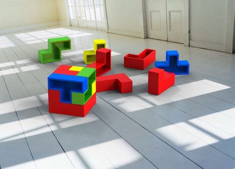 Tetris Furniture, Tetris Art, Tetris Design, Kids Play Furniture, Furniture Concept, Interesting Furniture, Kids Furniture Design, Daycare Design, Modular Sofa Design