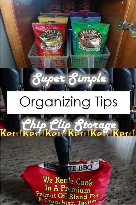 All about super simple chip clip storage so that you don't have to purchase expensive magnetic strips or separate baskets! How To Store Chips Bags In Pantry, Chip Bag Organization, Potato Chip Storage Ideas, Chip Organization Pantry, Chip Bag Storage, Potato Chip Storage, Chip Storage Ideas, Chip Storage, Clip Storage