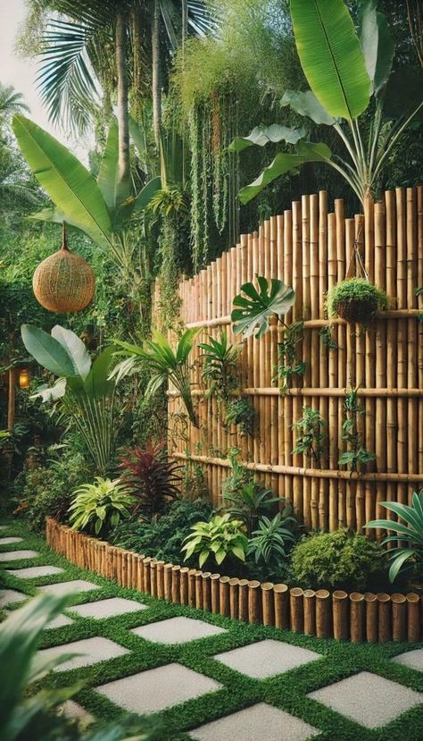 15 Practical Vegetable Garden Fence Ideas That Work Wonders 21 Garden Design Tips, Green Fence Ideas, Bamboo Decor Interior Design, House Fence Ideas, Fence With Plants, Patio Vegetable Garden Ideas, Bamboo Garden Ideas, Vegetable Garden Fence Ideas, Bamboo Garden Fence