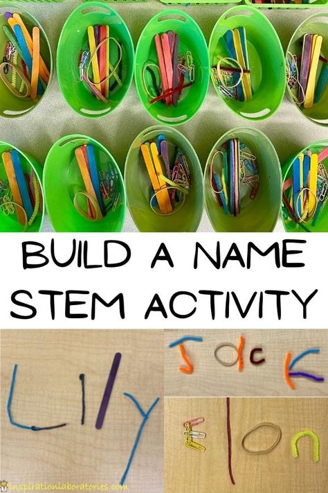 Your Name Is A Song, Stem Activities For Kindergarten, Projects For Kindergarten, Stem Activities Kindergarten, Name Activity, Stem Bins, Stem Club, Stem Activities Preschool, Kindergarten Stem