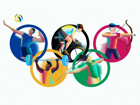 International Olympic Day, Sports Day Poster, Sports Illustrations Art, Sports Illustrations Design, Illustration Design Graphique, Olympic Theme, Olympic Rings, Day Illustration, 카드 디자인