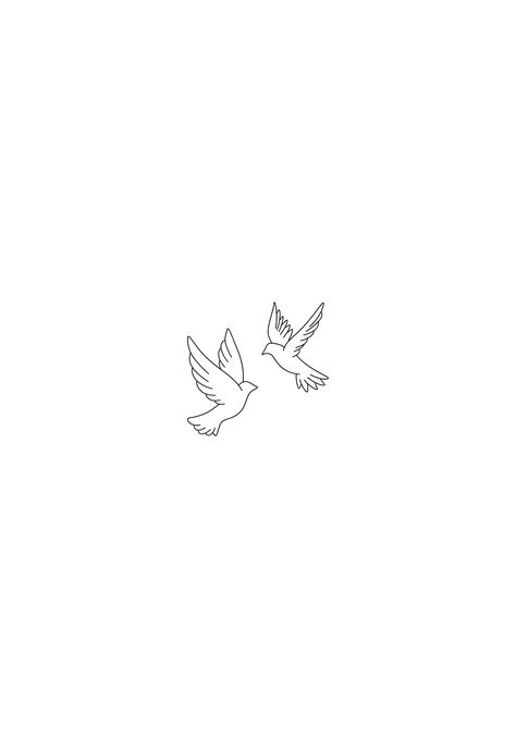 Dove Tiny Tattoo, White Doves Tattoo, Simple Dove Tattoo Outline, Dove And Butterfly Tattoo, Mini Dove Tattoo, 2 Doves Tattoo Design, Small Doves Flying Tattoo, Dove Small Tattoo, Dove Tattoo For Lost Loved One