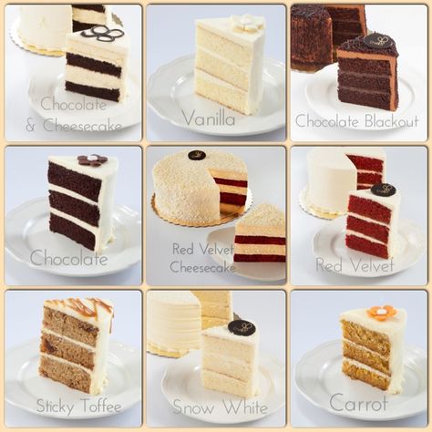 Cake flavor options for your next celebration cake Wedding Cake Fillings, Wedding Cake Tasting, Types Of Wedding Cakes, Cake Filling Recipes, Birthday Cake Flavors, Wedding Cake Recipe, Wedding Cake Flavors, Gateaux Cake, Cake Fillings