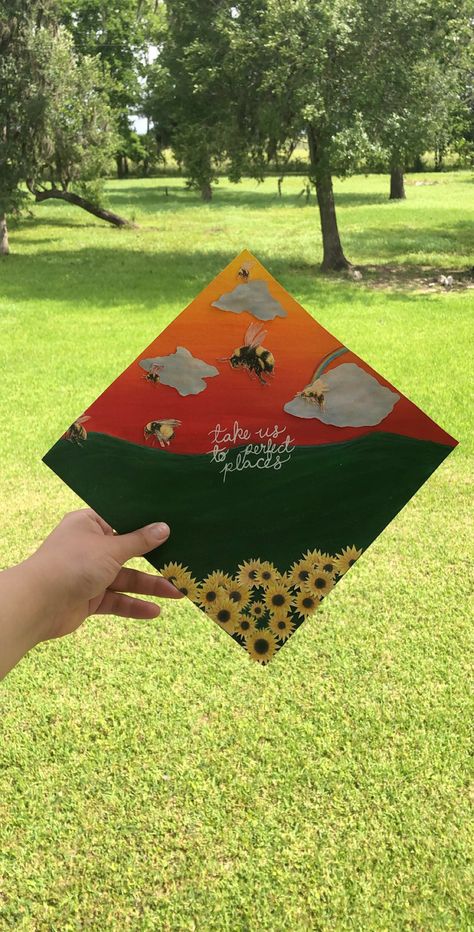 Painting On Graduation Cap, Tyler The Creator Graduation Cap Ideas, Grad Cap Ideas Tyler The Creator, Painted Graduation Cap Designs, Arctic Monkeys Graduation Cap, Graduation Cap Designs Painted, Graduation Cap Song Lyrics, Tyler The Creator Cap Graduation, Graduation Cap Designs Frank Ocean