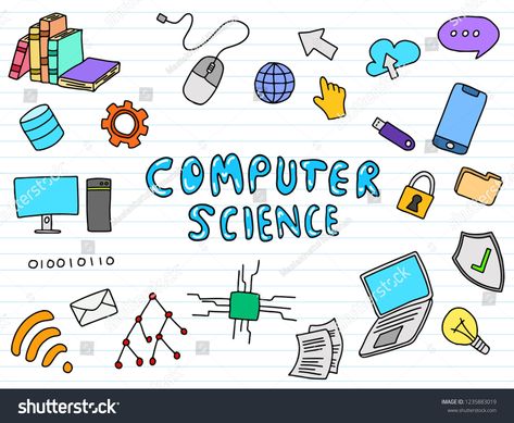 computer science engineering education doodle art with color colour full fun style vector illustration #Ad , #AD, #education#doodle#art#computer Doodle Art With Color, Art With Color, Science Drawing, Science Doodles, Science Clipart, Engineering Books, Computer Drawing, School Book Covers, Computer Projects