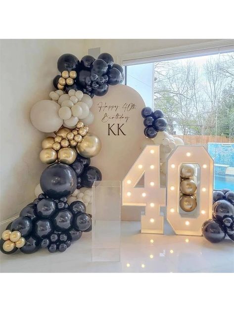 White Balloon Garland, 40th Birthday Balloons, 40 Balloons, Blue Party Decorations, Deco Ballon, 40th Birthday Party Decorations, Birthday Decorations For Men, Graduation Balloons, Birthday Balloon Decorations