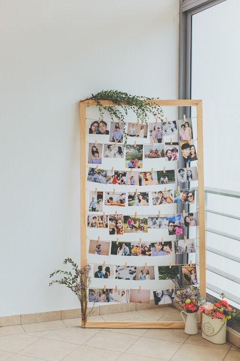 Diy Photo Display, Wedding Photo Display, Diy Wall Decor For Bedroom, Polaroid Wall, Photo Wall Decor, Decoration Photo, Photo Decor, Diy Birthday Gifts, Room Inspiration Bedroom