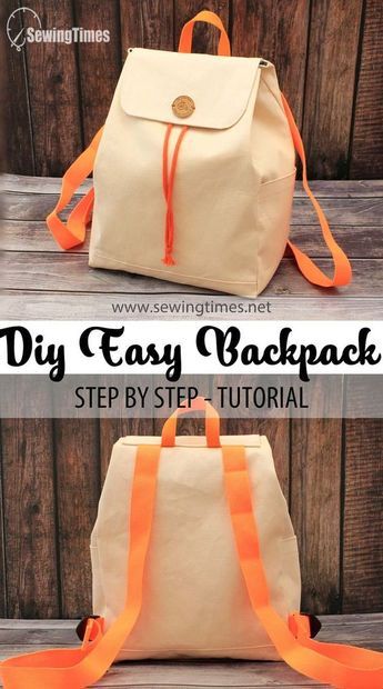 EASY BACKPACK TUTORIAL | How to make a simple Backpack for adult [sewingtimes] Sewn Backpack Pattern, Easy Backpack Pattern Free, Diy School Bag Backpack Tutorial, Simple Backpack Sewing Pattern, Easy Sew Backpack, Diy Rucksack Backpack, Fabric Backpack Pattern, How To Make Backpacks Diy, How To Make A Back Pack Diy Free Pattern