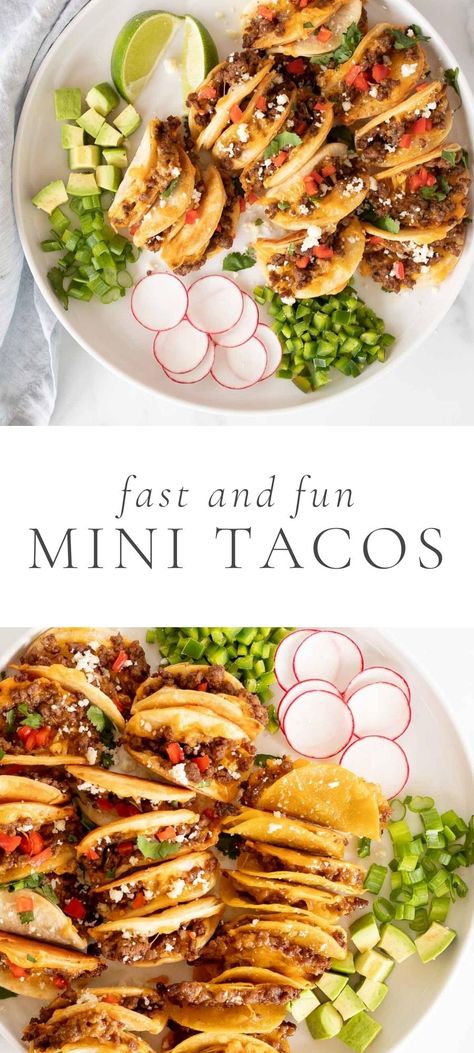 Mini Beef Tacos, Mini Tacos Recipe, Mini Taco Appetizer, Mini Aperitivos, Mini Chicken Tacos, Taco Appetizers, Taco Bites, Mexican Appetizers, Mini Appetizers