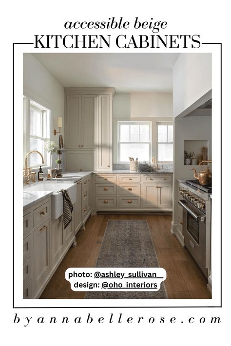 Why Accessible Beige Kitchen Cabinets Are the Ultimate Design Trend of the Year - By Annabelle Rose Accessible Beige Cabinet, Accessible Beige Cabinets Kitchen, Accessible Beige Kitchen Cabinets, Accessible Beige Kitchen, Accessible Beige Cabinets, Sw Greek Villa, Grey Kitchen Inspiration, Timeless Kitchen Cabinets, Cream Colored Kitchen Cabinets