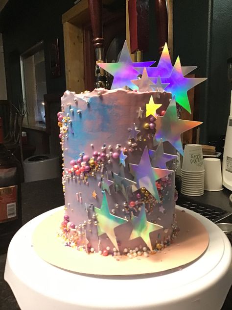 Pop Star Cake, Sparkly Birthday Cake, Birthday Gala, Disco Cake, 8th Birthday Cake, Sparkle Birthday, Disco Birthday Party, 13 Birthday, Star Birthday