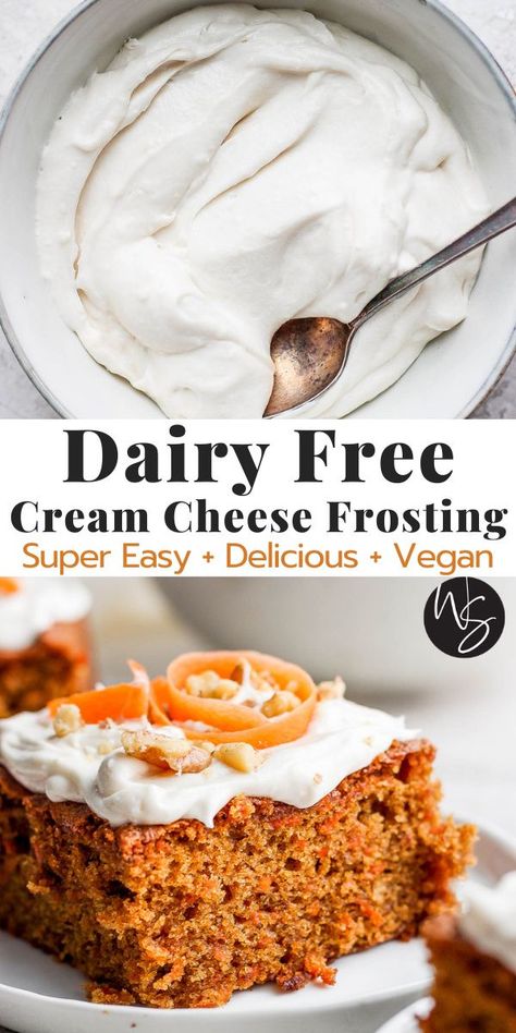 Dinner Recipes Dairy Free, Dairy Free Cream Cheese Icing, Dairy Free Deserts, Dairy Free Cream Cheese Frosting, Dairy Free Cake Recipe, Recipes Dairy Free, Dairy Free Cooking, Gluten Free Dairy Free Dessert, Dairy Free Frosting