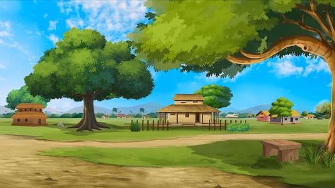 2d animation cartoon village background ... | Premium Photo #Freepik #photo #house #home #sky #nature Cartun Background Village, Village House Design Cartoon, Cartoon Village House Background, Cartoon Baground Village, Cartoon Village Background 3d Video, Village Background Images, Cartoon Background Photo, Village Animation Background, 2d Village Background