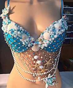 Mermaid Bra Top, Siren Costume, Mermaid Costume Diy, Rave Bras, Halloweenský Makeup, Mermaid Halloween Costumes, Mermaid Cosplay, Mermaid Bra, Mermaid Top