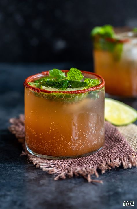 Spiced Tamarind Mocktail - Cook With Manali Diwali Drinks Ideas, Tamarind Drink Recipe, Tamarind Drink, Bombay Talkies, Indian Drinks, Spicy Drinks, India House, Tamarind Chutney, Drink Recipes Nonalcoholic