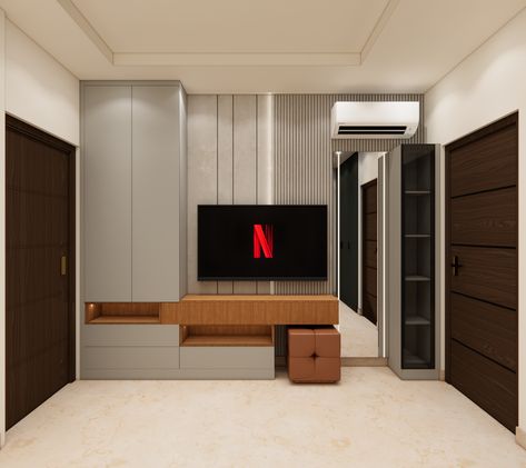 #interiordesign #tvunit #masterbedroom #architecture Tv Unit In Bedroom With Wardrobe, Bedroom Tv Unit With Wardrobe, Bedroom Tv With Wardrobe, Tv Unit In Wardrobe, Tv Unit With Wardrobe Design, Wardrobe Design Bedroom With Dressing, Wardrobe Design With Tv Unit, Tv Unit With Wardrobe Master Bedrooms, Wardrobe With Tv Unit Master Bedrooms