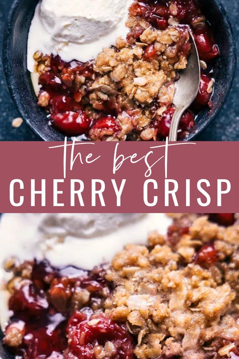 Easy Cherry Crisp, Fresh Cherry Crisp, Cherry Crisp Recipe, Oatmeal Crumble Topping, Cherry Oatmeal, Cherry Cobbler Recipe, Oatmeal Crumble, Crisp Desserts, Cherry Crisp