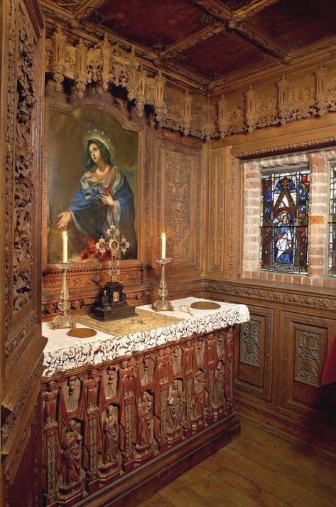 The Oratory hidden in the Waldegrave Room at Hever Castle is a hidden gem. #HeverCastle #Hever #Castle #Kent Home Chapel, Tudor England, Hever Castle, Space Family, Religious Ornaments, Tudor Dynasty, Castle Home, Tudor Era, Charles James