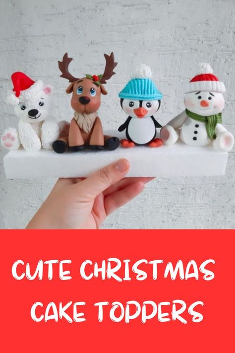 Fondant Gingerbread Man, Fondant Christmas Figures, Christmas Cake Toppers Fondant, Christmas Cake Topper Ideas, Fondant Figures Tutorial Step By Step, Christmas Cake Ideas Fondant, Birthday Cake Ideas Fondant, Christmas Fondant Toppers, Christmas Topper Ideas