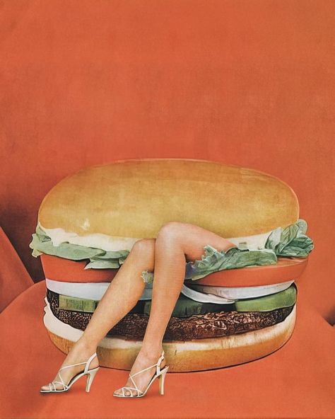 Lily Daumen 👽 on Instagram: “302. #burger #burgerking #whopper #legs #collage #collageart #collageoftheday #artistsoninstagram #vintage #vintagegirls #vintagefood…” Vintage Burger Shop, Vintage Burger Poster, Cheeseburger Painting, Cheeseburger Aesthetic, Food Collage Art, Dietitian Office, Collage Food, Burger Art, Cooking Vintage