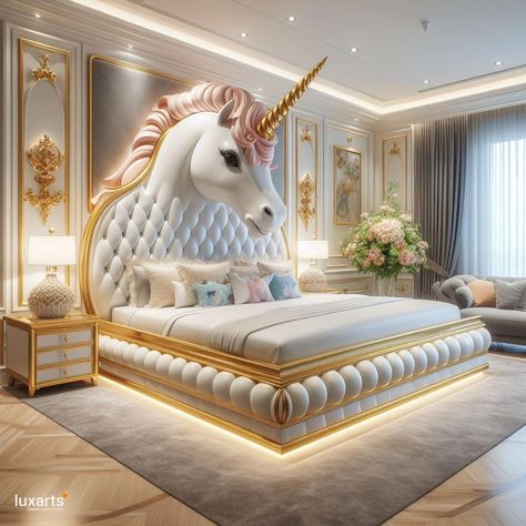 Unicorn Inspired Bed 🦄🛏️✨ #UnicornDreams #MagicalSlumber #EnchantingComfort Drift into a world of enchantment with the Unicorn Inspired Bed. Featuring whimsical details, pastel colors, and perhaps even a unicorn horn-shaped headboard, this bed transforms your bedroom into a realm of fantasy and dreams. Elevate your sleep experience with the Unicorn Inspired Bed, where every night is filled with magic and wonder. 🌈🌟💤 https://luxarts.net/unicorn-inspired-bed/ Original Beds, Unicorn Bed, Unicorn House, Creative Beds, Unicorn Bedding, In Conclusion, Themed Rooms, Bedrooms Ideas, Technology Wallpaper