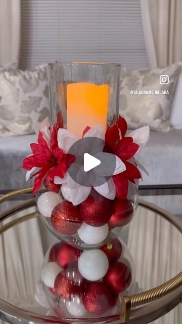 Yajaira Mejia on Instagram: "DIY Christmas centerpiece idea 🌲

#christmasdiy #christmastree #christmasdecorations #homechristmas #christmastreedecorations" Christmas Centerpieces Diy Table, Christmas Vases Decorations Diy, Glass Vase Christmas Decor, Diy Christmas Centerpieces For Table, Diy Christmas Vases, Diy Christmas Centerpieces, Diy Christmas Centerpiece, Elegant Christmas Centerpieces, Christmas Centerpieces Cheap