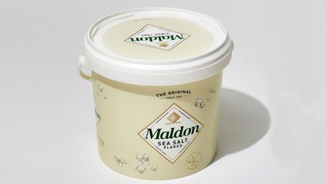 You Need This Big Bucket of Maldon Sea Salt If You Cook Pretty Much Anything at Home | Bon Appétit Maldon Salt Recipes, Maldon Sea Salt Flakes, Cooking Secrets, Salt Packaging, Maldon Salt, Flakey Salt, Pecan Tarts, Canning Tips, Big Bucket