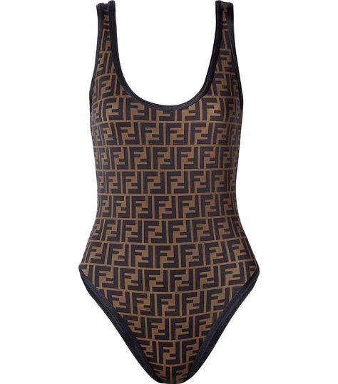 Fendi Roma Reversible Printed Swimsuit Fendi Swimsuit, Designer Bathing Suits, Brown Swimsuit, Luxury Swimsuits, Swimsuit Body, Swimsuits Outfits, Fendi Logo, Costume Intero, Print Swimsuit