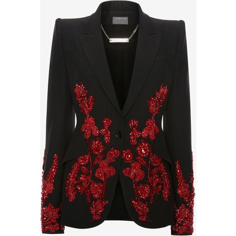 Alexander McQueen Embroidered Tailored Jacket (117.646.905 IDR) ❤ liked on Polyvore featuring outerwear, jackets, black, long sleeve jacket, embroidery jackets, alexander mcqueen, shoulder pad jacket and embroidered jacket Denim Jacket Embroidery, Jacket Formal, Blazers Black, Embroidery Jacket, Alexander Mcqueen Fashion, Mcqueen Fashion, Salwar Kamiz, Lapel Jacket, Jacket Denim