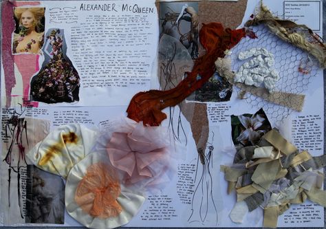 https://flic.kr/p/jsCbBH | McQueen Research | A Level Flower project. Designer research – Alexander McQueen. Primary research at Savage Beauty exhibition in New York. Further development of dress designs inspired by McQueen. Fashion Sketchbook Inspiration, Fashion Portfolio Layout, Sketchbook Layout, Textiles Sketchbook, A Level Textiles, Gcse Art Sketchbook, Fashion Design Books, A Level Art Sketchbook, Arte Peculiar