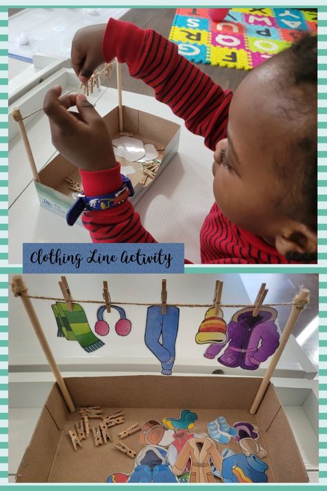 Clothes Sensory Bin, Montessori Clothes Pin Activities, Preschool Clothes Theme, Winter Wear Activities For Toddlers, Winter Clothes Kindergarten Activities, Jacket Activities For Preschool, Clothing Sensory Bin, Preschool Clothes Pin Activities, Clothes Activities For Kindergarten