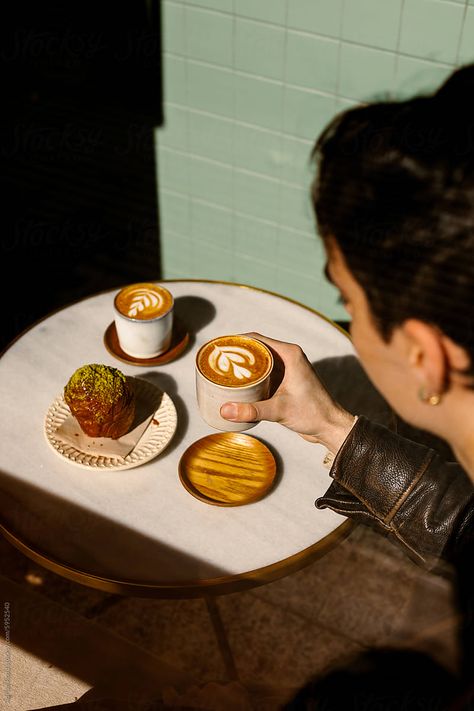 "Man Having Breakfast At A Specialty Coffee Shop" by Stocksy Contributor "Adrian Rodd" - Stocksy Coffee Art Photography, Breakfast At Cafe, Coffee Shop Uniform Aesthetic, Lifestyle Cafe Photography, Coffee Shop Shoot Photo Ideas, Cafe Lifestyle Photography, Coffee Shop Lifestyle Photography, Coffee Shop Product Photography, Cafe Photoshoot Ideas Coffee Shop