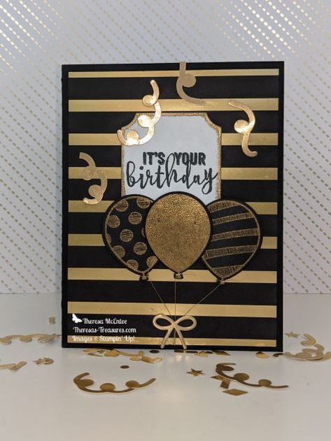 Birthday Card Black And Gold, Birthday Card On Black Paper, Golden Birthday Cards Diy, Black Birthday Card, Black Greeting Cards, Diy Pop Up Book, Balloon Cards, Diy Pop, Special Birthday Cards