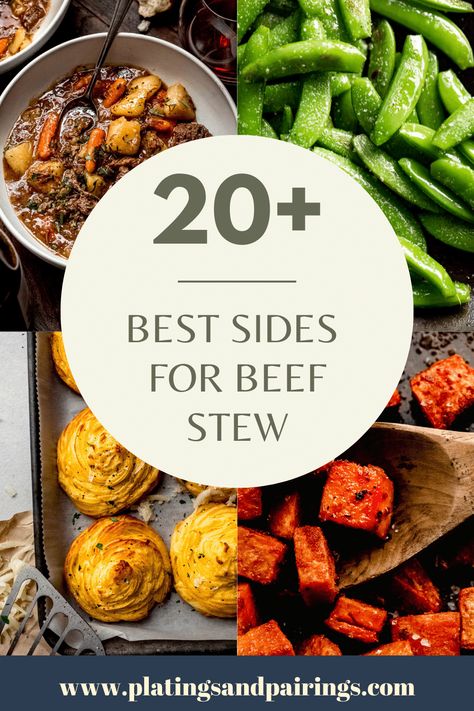 Wondering what to serve with Beef Stew? Look no further! I’ve got you covered with this roundup of the best sides! Beef Stew Dinner Party, Sides For Stew Dinners, Beef Stew Sides Dishes, Side Dishes For Beef Stew, Beef Stew Side Dishes, What To Serve With Beef Stew, Stew Side Dishes, Sides For Beef, Beef Stew Sides