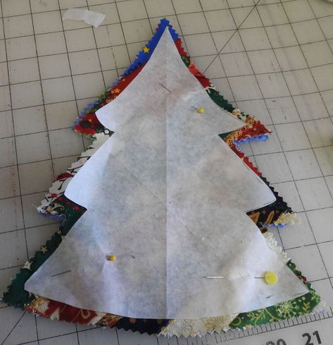 Fabric Christmas Trees, Using Scraps for a Rustic Look - SewWhatYvette Sew Xmas Decorations, Stuffed Christmas Tree Decorations, Fabric Christmas Tree Patterns, Quilted Fabric Christmas Trees, Christmas Fabric Ornaments Free Pattern, Fabric Scrap Christmas Tree, Fabric Stuffed Christmas Tree, Sewn Christmas Trees, Things To Make From Scrap Fabric