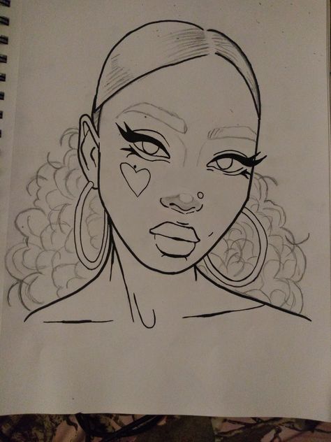 Brats Drawing Sketch, Baddie Sketches Pencil, Baddie Eyes Drawing, Black Girls Drawings Sketches, Brats Drawings, Bratz Drawings Pencil, Black Drawings Sketches, Black Women Drawings Sketch, Baddie Sketches