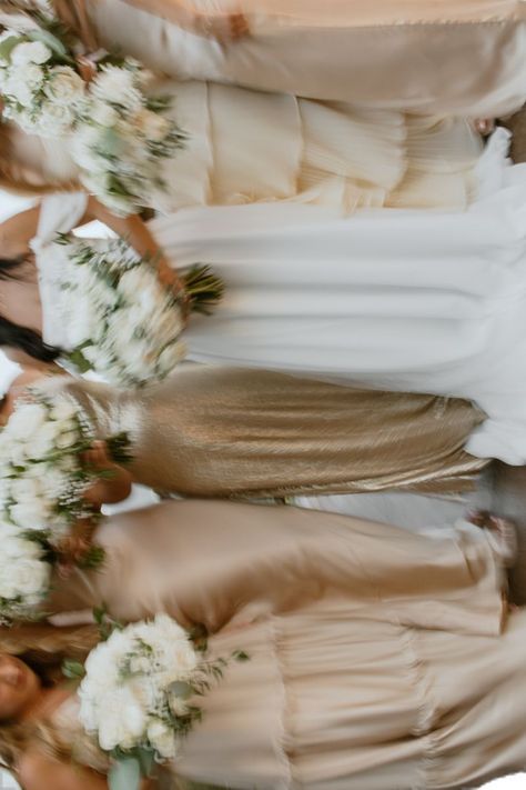 Champagne mismatched bridesmaid dresses photo by @thenelsonsphoto on IG - magnolia venue Champagne Bridesmaid Dresses, Mismatched Bridesmaids, Mismatched Bridesmaid Dresses, Beige Color, Here Comes The Bride, Bridal Party, Colorful Dresses, Bridesmaid Dresses, Dresses