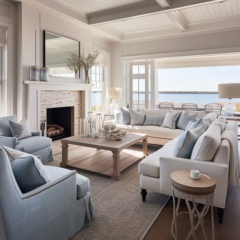 8+ Key Elements of a Coastal Hamptons Style Interior • 333+ Art Images Hamptons Aesthetic Living Room, Newport Interior Design, House In The Hamptons Interior Design, Hamptons House Design, Hampton Lounge Room, Modern Hamptons Interior, Hampton Style Interior, Emily Jackson Home, Hamptons House Decor